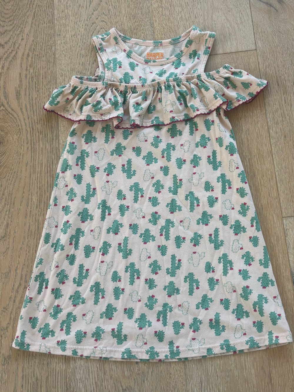 Harper Canyon Pink Cream Tank Top with Green Cactus Print